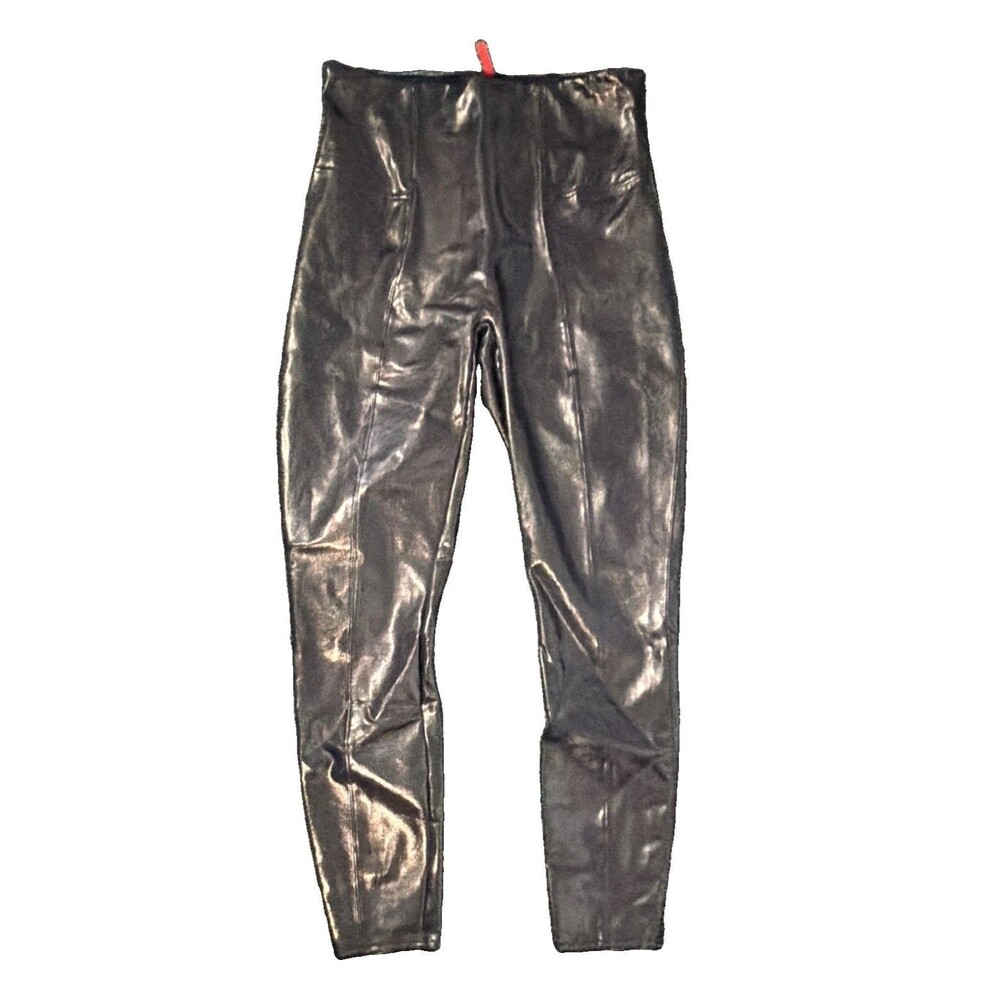 SPANX High-Waisted Faux Leather Shaping Leggings L/G Blue Firm Control